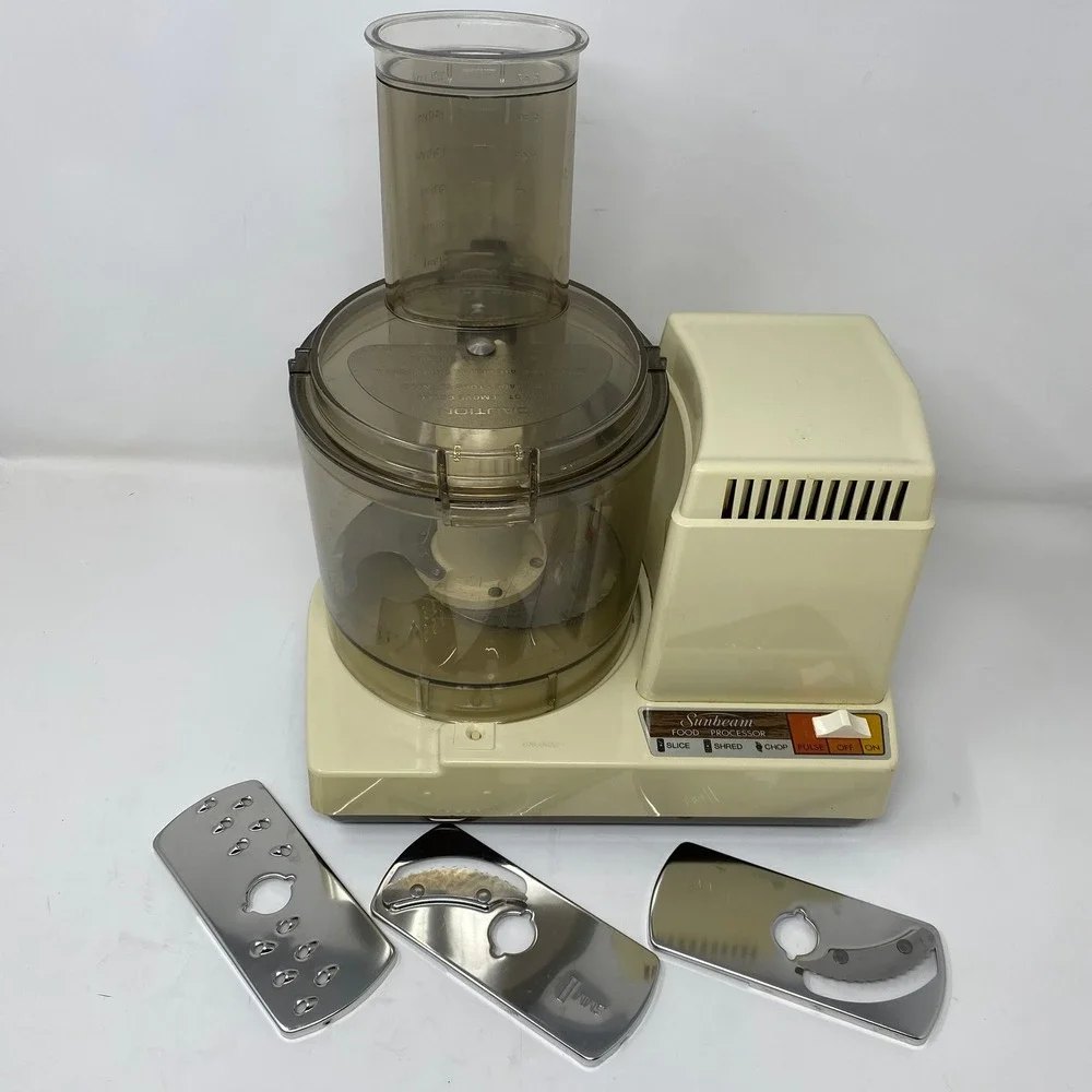 Vintage 80's Retro Sunbeam Food Processor Chopper Almond Brown Mixmaster - READ!